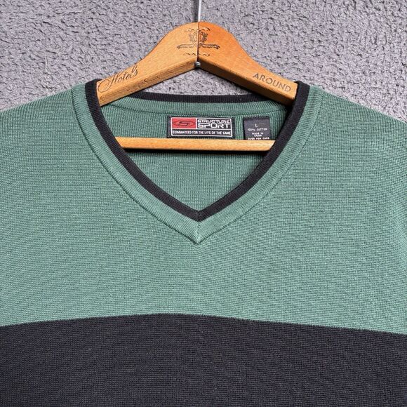 Vintage 90s Structure Sport Boxy Stripe Knit Sweater / Sweatshirt Y2K Vtg Large - Picture 2 of 12